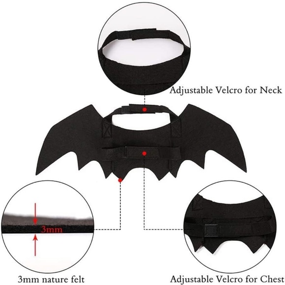 Cat Dog Bat Wings Puppy Kitten Kitty Halloween Vampire Costume ~Host Pick~x2 - Picture 7 of 16